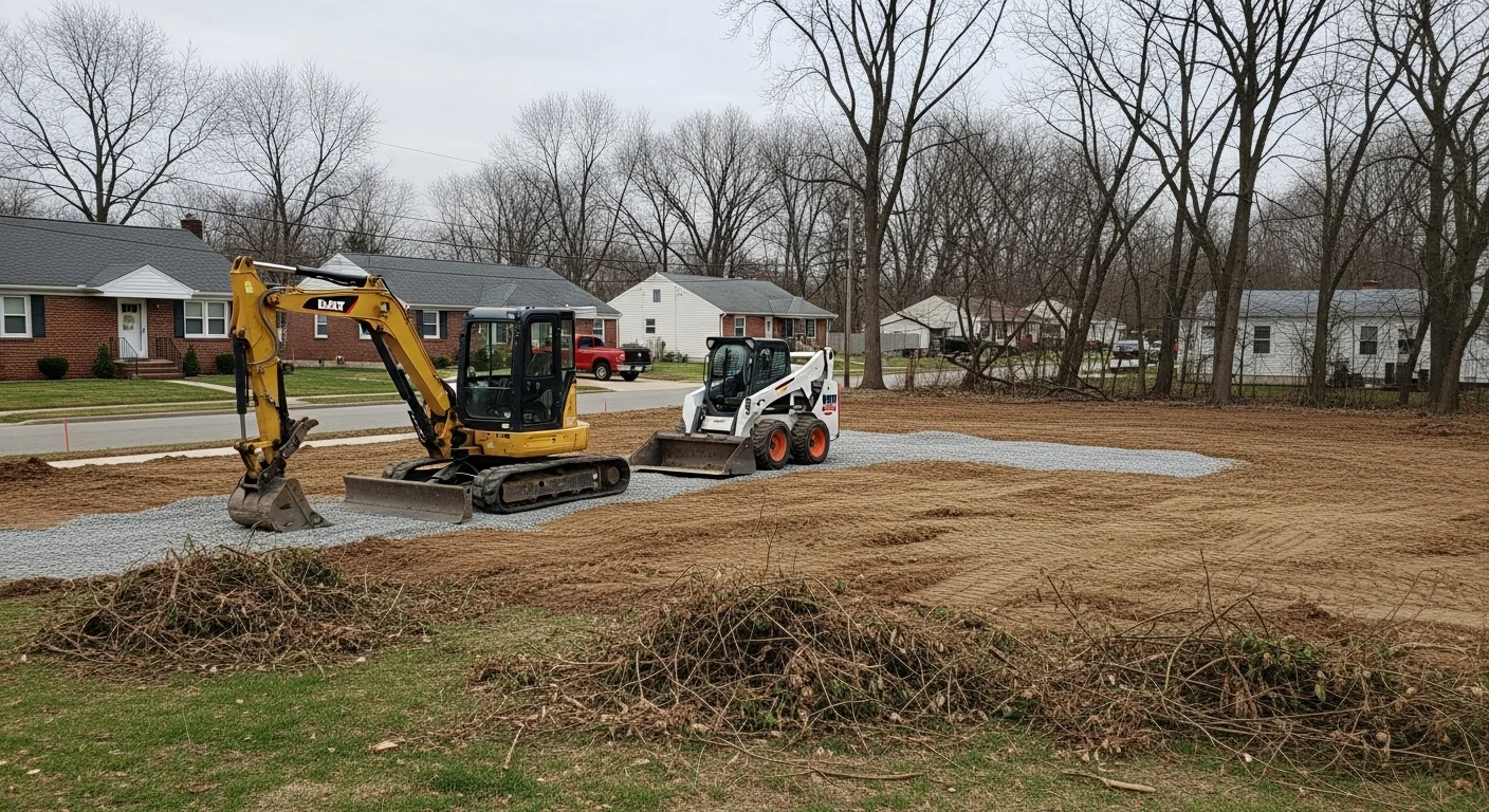 Construction equipment available for rent including excavators and loaders